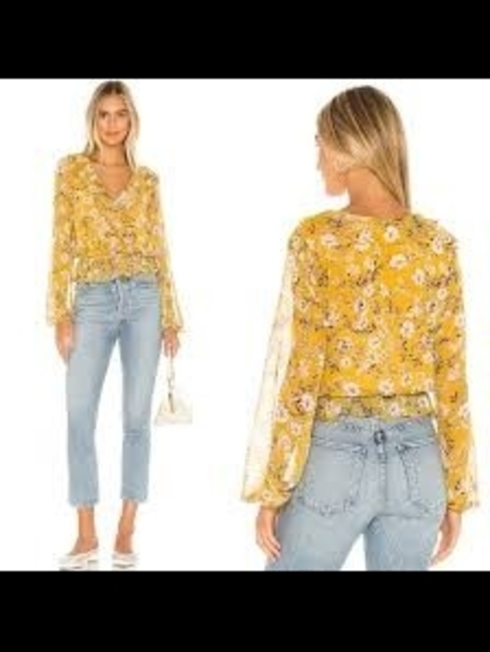Show Me Your MuMu Mustard Yellow Floral V-Neck Blouse